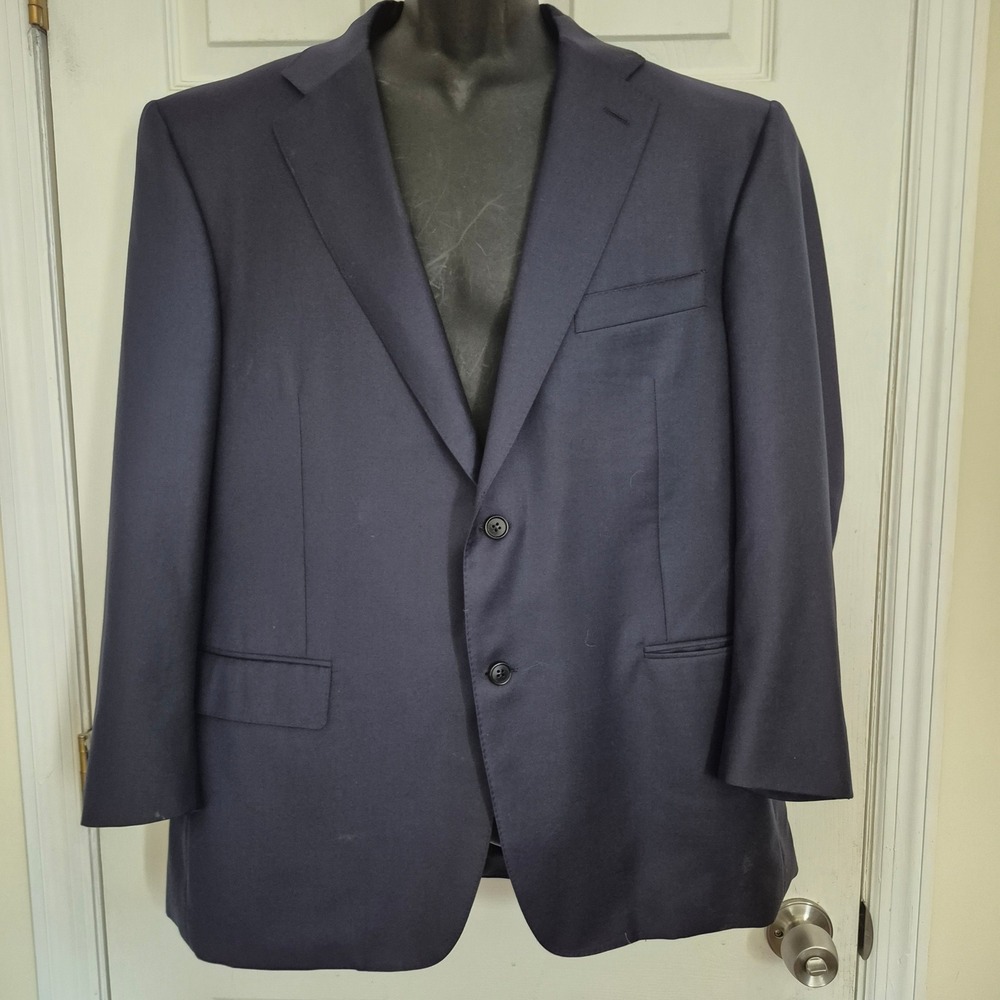 Canali 1934 Mens Navy Blue 100% Wool 2 Button Blazer Jacket Italy 40R L 13290/37